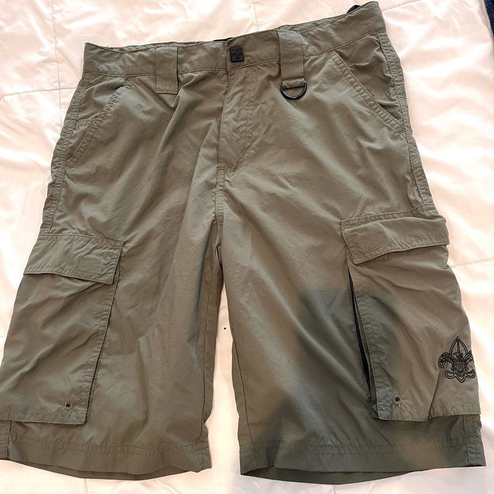 Boy Scouts of America Green Cargo Shorts Youth Boys Large Centennial Nylon